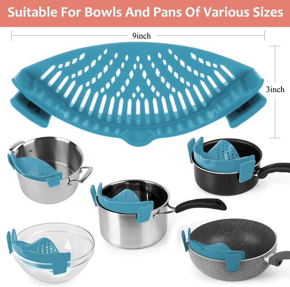 Clip on Strainer for All Pots Pan,Silicone Pasta Strainer
