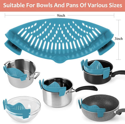 Clip on Strainer for All Pots Pan,Silicone Pasta Strainer