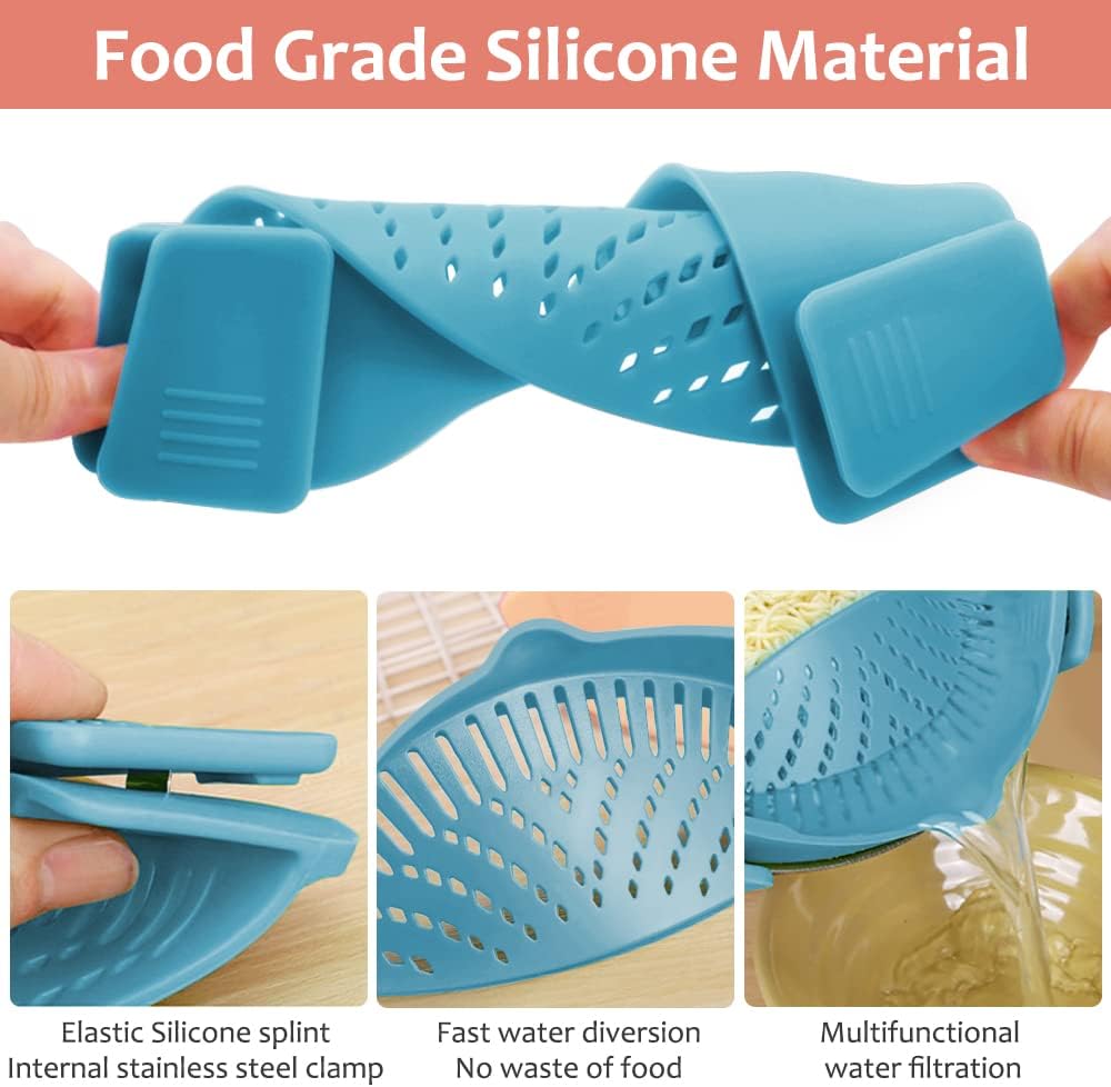 Clip on Strainer for All Pots Pan,Silicone Pasta Strainer
