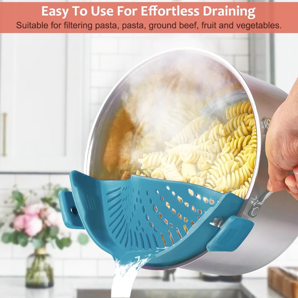 Clip on Strainer for All Pots Pan,Silicone Pasta Strainer
