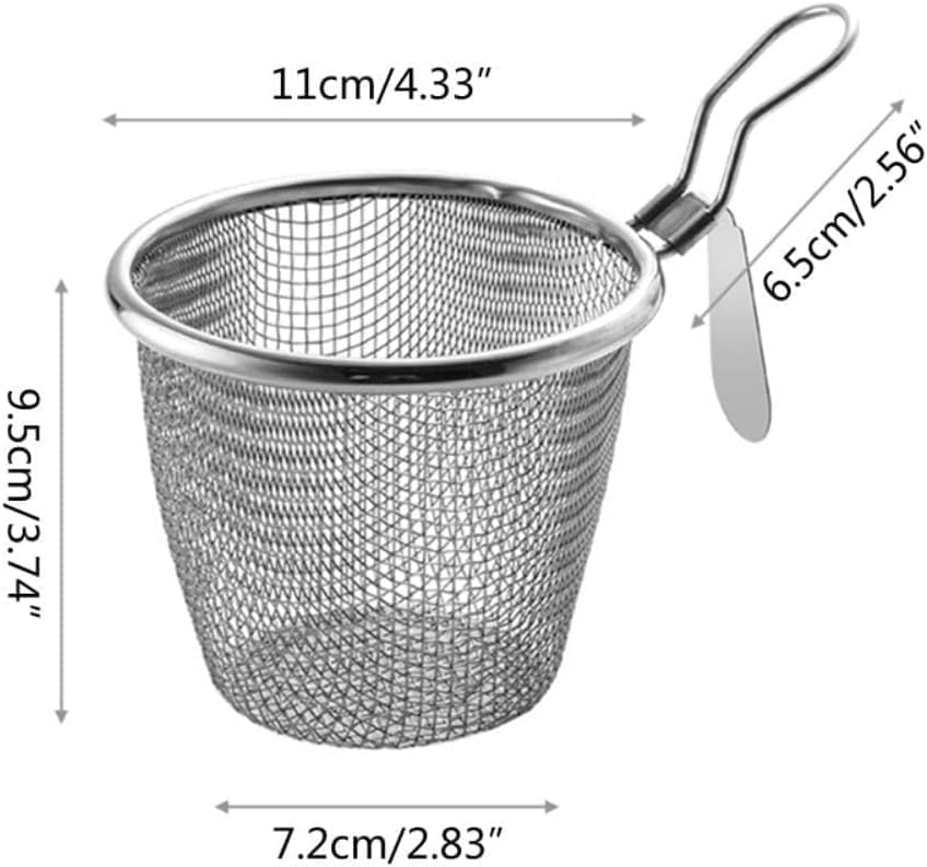 Stainless Steel Pasta Basket, Mesh Spider Food Dumpling Noodle Strainer, Fine Mesh Strainer with Handle