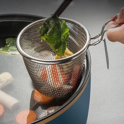 Stainless Steel Pasta Basket, Mesh Spider Food Dumpling Noodle Strainer, Fine Mesh Strainer with Handle