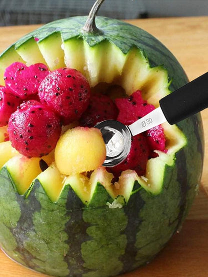 7Pcs Melon Baller Scoop Set, Stainless Steel Ball Spoon, Smooth Round Melon Balls Melon Scoop, Watermelon Cantaloupe Scooper for Watermelon, Ice Cream, Fruits, Sorbet(#1)
