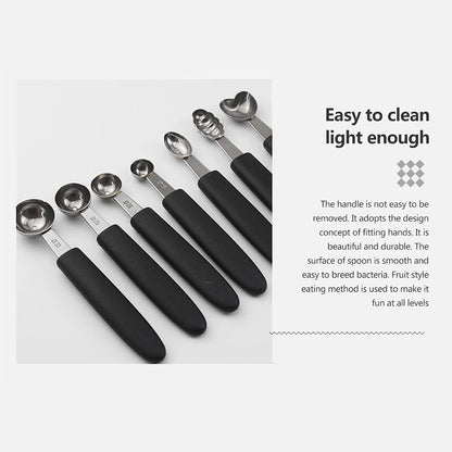 7Pcs Melon Baller Scoop Set, Stainless Steel Ball Spoon, Smooth Round Melon Balls Melon Scoop, Watermelon Cantaloupe Scooper for Watermelon, Ice Cream, Fruits, Sorbet(#1)