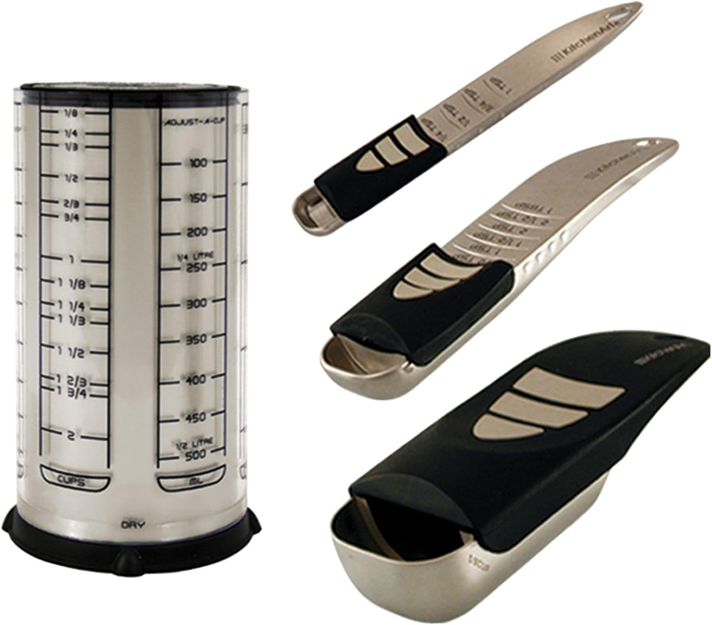 Professional Series Tablespoon, Champagne Satin Measuring Spoon, Adjustable from 1/2 Teaspoon to 1 Tablespoon, White & Black | Adjustable from 1/2 Teaspoon to 1 Tablespoon | Baking & Cooking Gadget | Easy To Read Increments | Adjustable Tablespoon