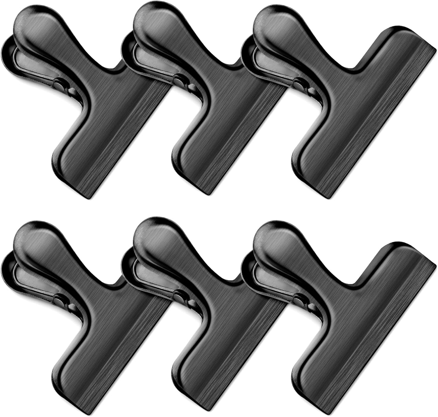 6 Pack Chip Clips Bag Clips for Food Snack Kitchen Storage(Silver) | Heavy Duty, Stainless Steel, Air Tight Seal, Durable Metal Clamps for Refrigerator Home Office, Use for Bread Coffee Paper