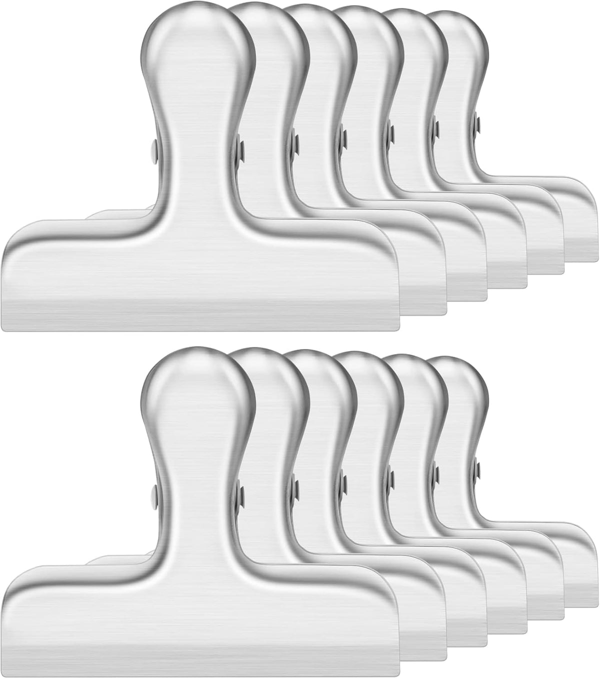 6 Pack Chip Clips Bag Clips for Food Snack Kitchen Storage(Silver) | Heavy Duty, Stainless Steel, Air Tight Seal, Durable Metal Clamps for Refrigerator Home Office, Use for Bread Coffee Paper