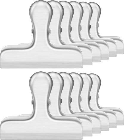 6 Pack Chip Clips Bag Clips for Food Snack Kitchen Storage(Silver) | Heavy Duty, Stainless Steel, Air Tight Seal, Durable Metal Clamps for Refrigerator Home Office, Use for Bread Coffee Paper