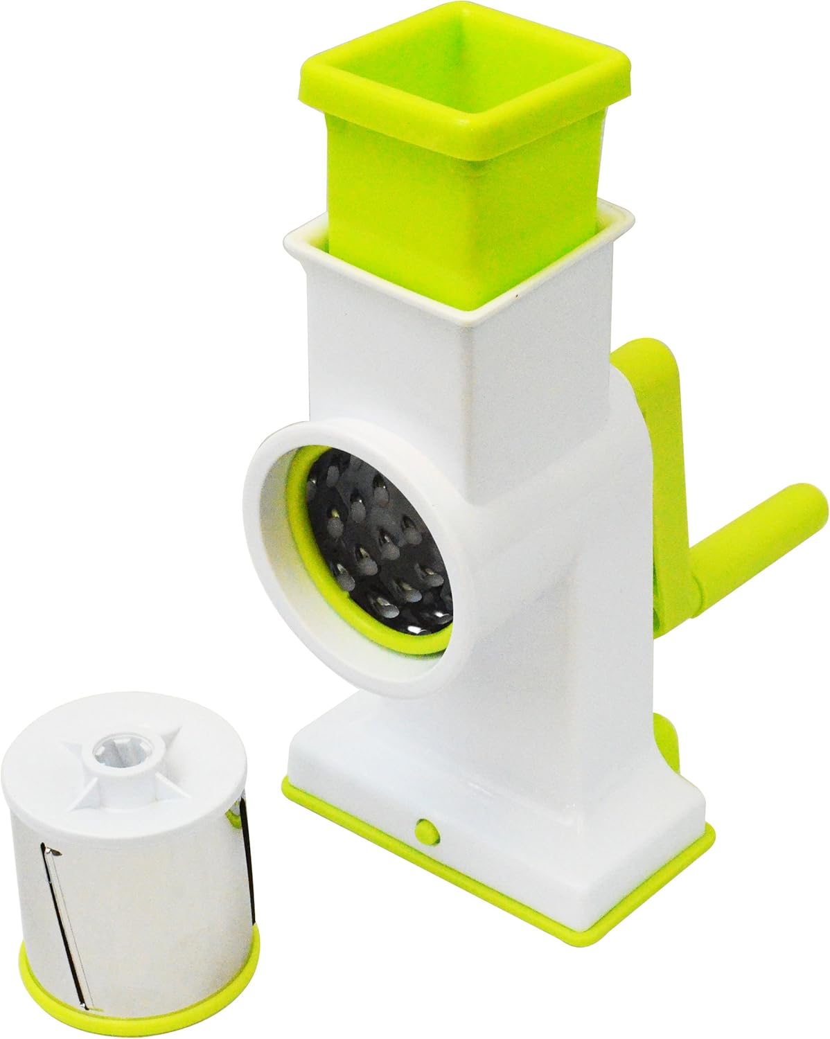 "2-in-1 Deluxe Hand Crank Rotary Drum Grater, Shredder & Slicer – Kitchen Tool for Cheese, Fruits, Vegetables & Nuts "