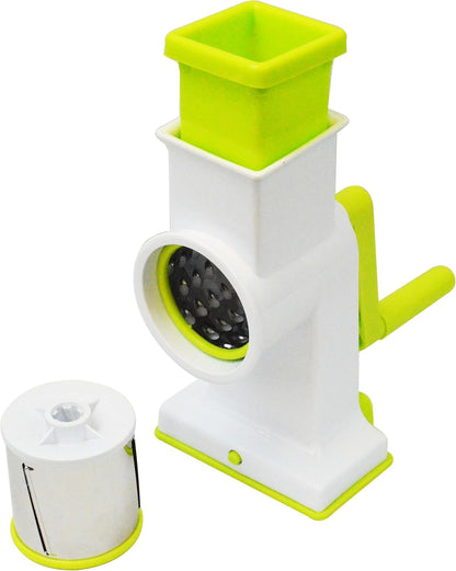 "2-in-1 Deluxe Hand Crank Rotary Drum Grater, Shredder & Slicer – Kitchen Tool for Cheese, Fruits, Vegetables & Nuts "
