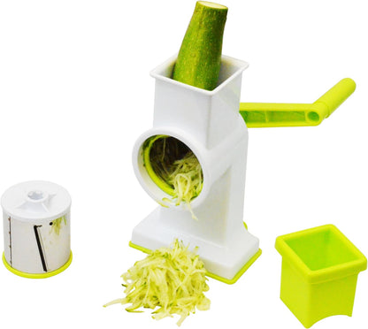 "2-in-1 Deluxe Hand Crank Rotary Drum Grater, Shredder & Slicer – Kitchen Tool for Cheese, Fruits, Vegetables & Nuts "