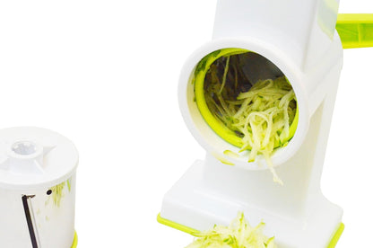 "2-in-1 Deluxe Hand Crank Rotary Drum Grater, Shredder & Slicer – Kitchen Tool for Cheese, Fruits, Vegetables & Nuts "