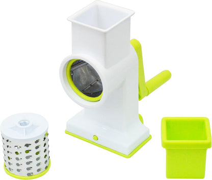 "2-in-1 Deluxe Hand Crank Rotary Drum Grater, Shredder & Slicer – Kitchen Tool for Cheese, Fruits, Vegetables & Nuts "