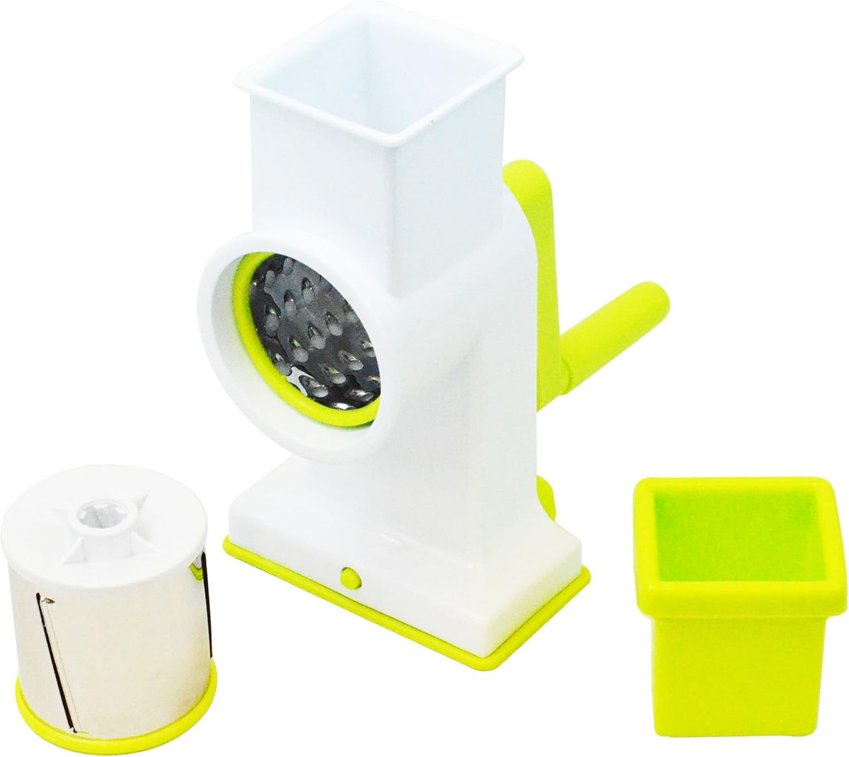 "2-in-1 Deluxe Hand Crank Rotary Drum Grater, Shredder & Slicer – Kitchen Tool for Cheese, Fruits, Vegetables & Nuts "
