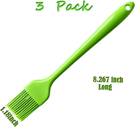 Green Silicone Pastry Basting Brush - Food Grade BPA Free, Heat Resistant Up to 660°F/315°C, Dishwasher Safe Cooking Brush for Baking, BBQ, Grilling, Sauce,Butter,Cake & Bread