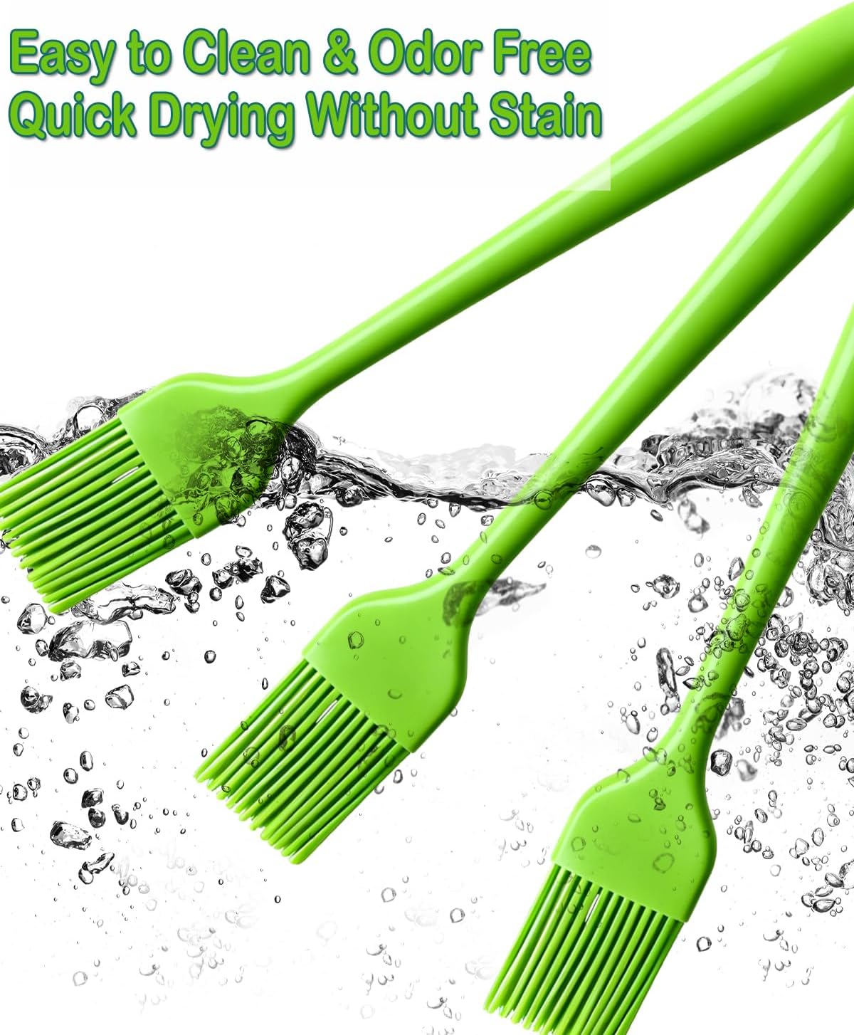Green Silicone Pastry Basting Brush - Food Grade BPA Free, Heat Resistant Up to 660°F/315°C, Dishwasher Safe Cooking Brush for Baking, BBQ, Grilling, Sauce,Butter,Cake & Bread