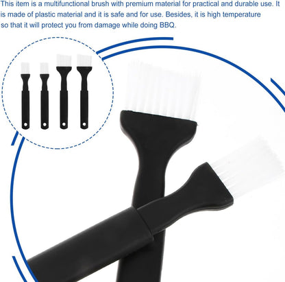 Pastry & Basting Brush Set 4 pcs Nylon Brush with Grip Plastic Handle for Bbq Grilling Baking Roasting Cooking Dishwasher Safe 8.07 in