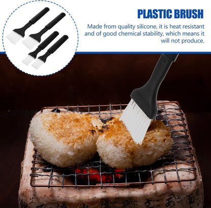 Pastry & Basting Brush Set 4 pcs Nylon Brush with Grip Plastic Handle for Bbq Grilling Baking Roasting Cooking Dishwasher Safe 8.07 in
