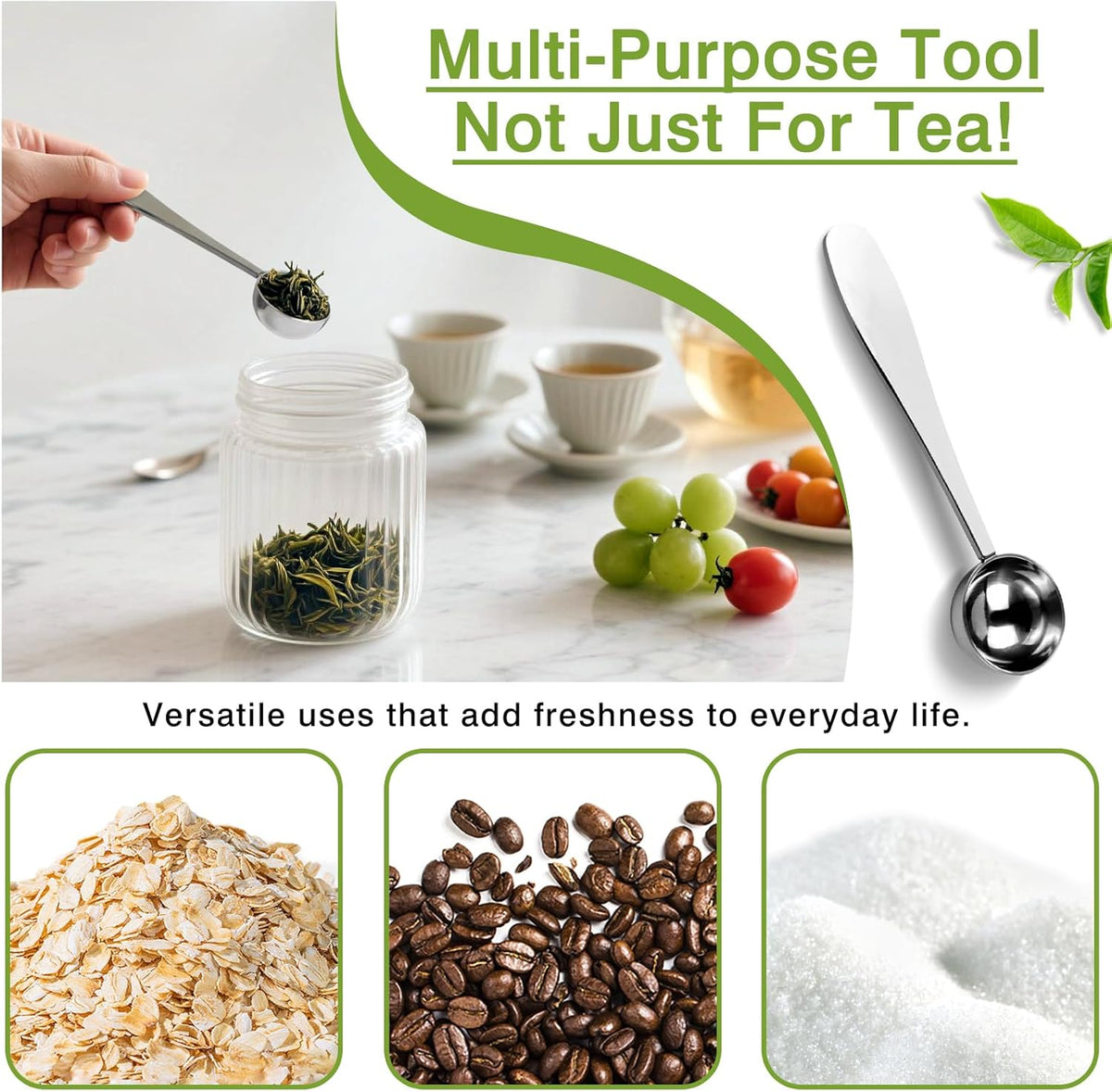 Perfect Measure Loose Leaf Tea Spoon – Premium 18/8 Stainless Steel Tea Scoop for All Tea Types – Connoisseur’s Choice