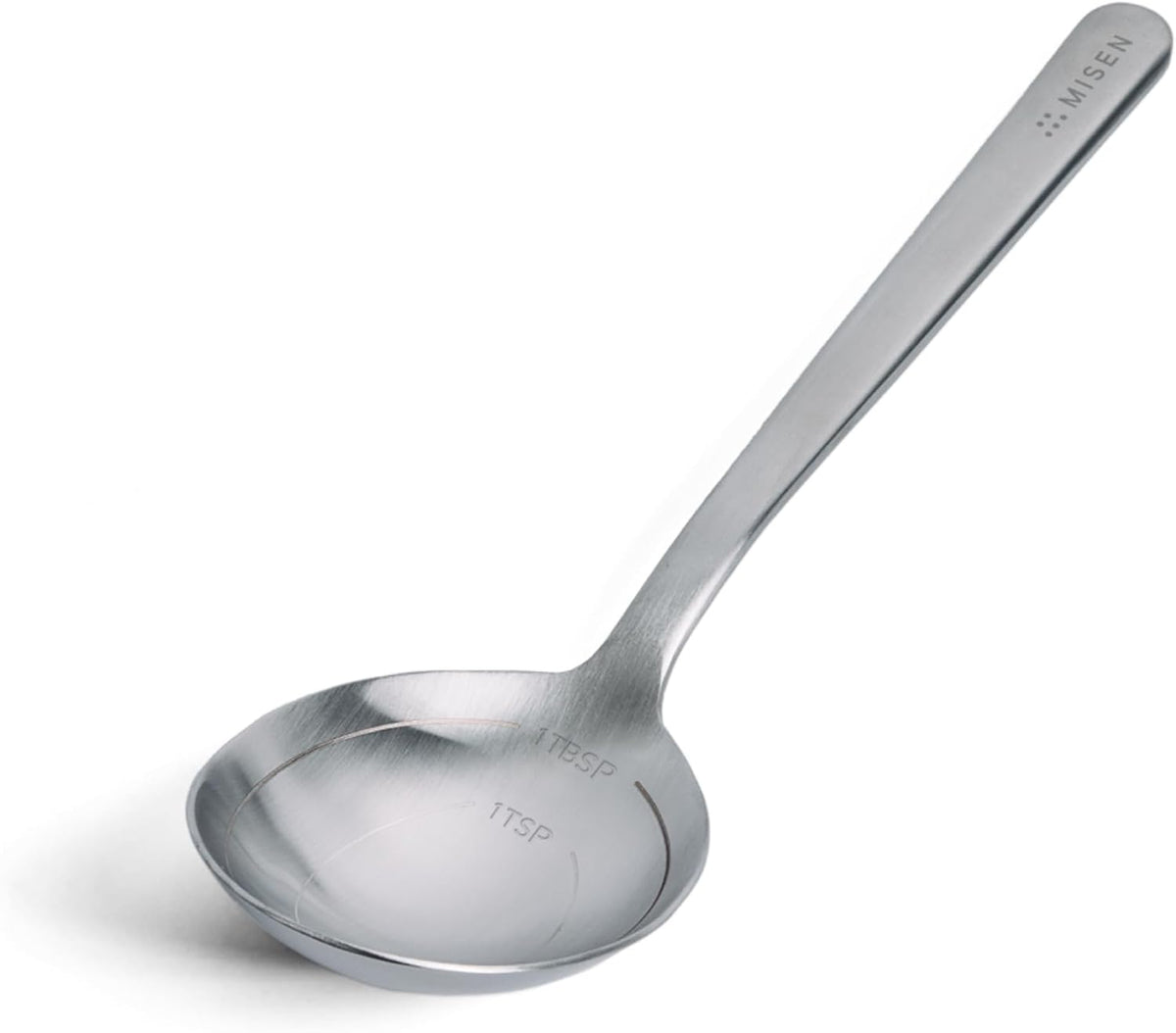 Measuring Chef Spoon – Stainless Steel Cooking Spoon with Engraved Tablespoon Teaspoon and Milliliter Markings for Precise Measuring Mixing Sauces Dressings Marinades and Cooking Prep