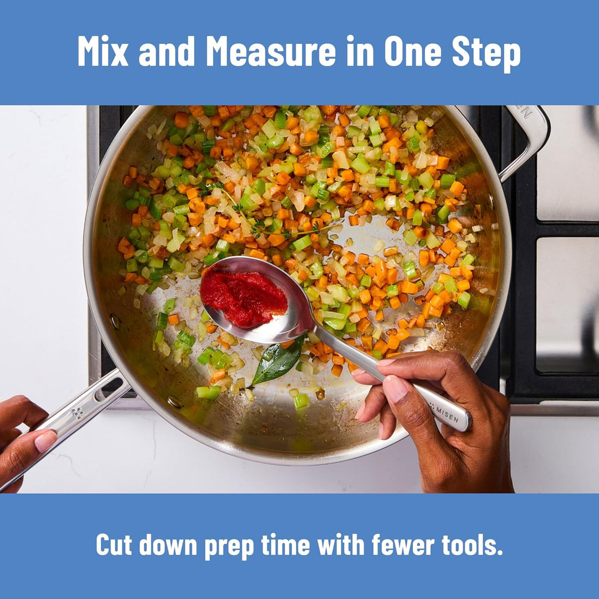Measuring Chef Spoon – Stainless Steel Cooking Spoon with Engraved Tablespoon Teaspoon and Milliliter Markings for Precise Measuring Mixing Sauces Dressings Marinades and Cooking Prep