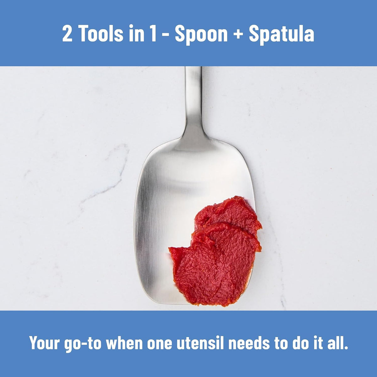 Measuring Chef Spoon – Stainless Steel Cooking Spoon with Engraved Tablespoon Teaspoon and Milliliter Markings for Precise Measuring Mixing Sauces Dressings Marinades and Cooking Prep