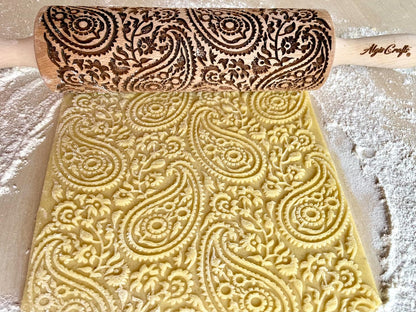 BEEHIVE Embossing Rolling Pin with Pattern. Laser Engraved Embossing Dough Roller for Homemade Cookies and Pottery