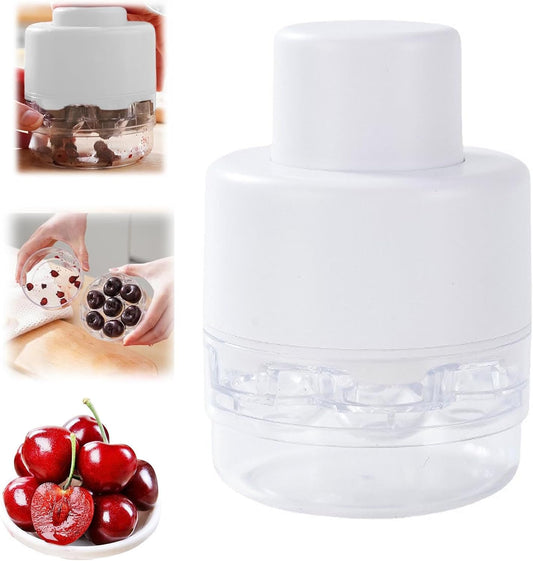 Cherry Pitter Tool, Kitchen Cherry Jam 7 Holes Multi Pitter Tool, White | Portable Push-Down Cherries Seed Remover, No Handle Design for Kitchen, Cake Shop, Picnics