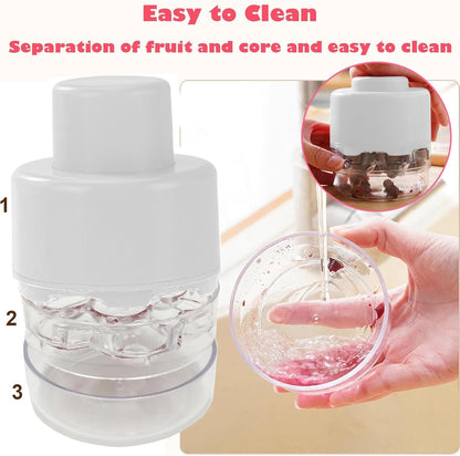 Cherry Pitter Tool, Kitchen Cherry Jam 7 Holes Multi Pitter Tool, White | Portable Push-Down Cherries Seed Remover, No Handle Design for Kitchen, Cake Shop, Picnics