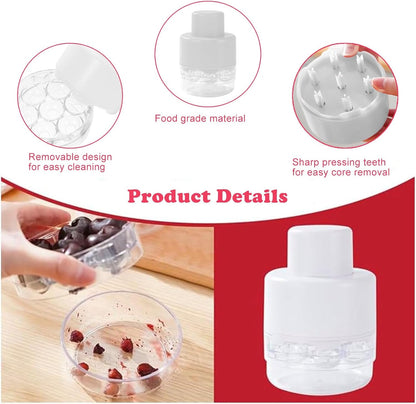 Cherry Pitter Tool, Kitchen Cherry Jam 7 Holes Multi Pitter Tool, White | Portable Push-Down Cherries Seed Remover, No Handle Design for Kitchen, Cake Shop, Picnics
