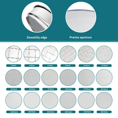 304 Stainless Steel Lab Sieve Screen Mesh, 6 Mesh(3.5mm) Aperture Test Sieve, 12Inch(30cm) Diameter Economy Standard Analysis Sample Test Sieves for Industrial Laboratory Homes - Colors B