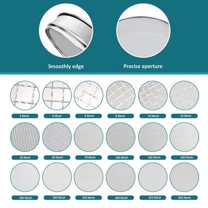 304 Stainless Steel Lab Sieve Screen Mesh, 6 Mesh(3.5mm) Aperture Test Sieve, 12Inch(30cm) Diameter Economy Standard Analysis Sample Test Sieves for Industrial Laboratory Homes - Colors B