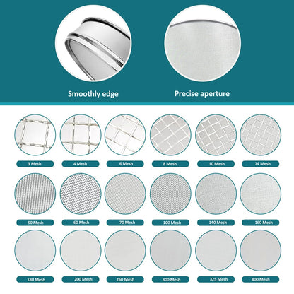 304 Stainless Steel Lab Sieve Screen Mesh, 6 Mesh(3.5mm) Aperture Test Sieve, 12Inch(30cm) Diameter Economy Standard Analysis Sample Test Sieves for Industrial Laboratory Homes - Colors B