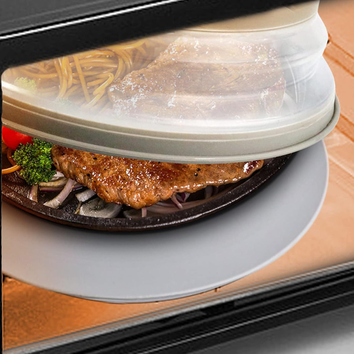 2 in 1, Microwave Splatter Cover for Food & Silicone Microwave Mat, Mat as Bowl Holder, Trivet, Pot Holders, Drying, Baking, Utensils Rest for Kitchen Counter, Dishwasher Safe, Grey