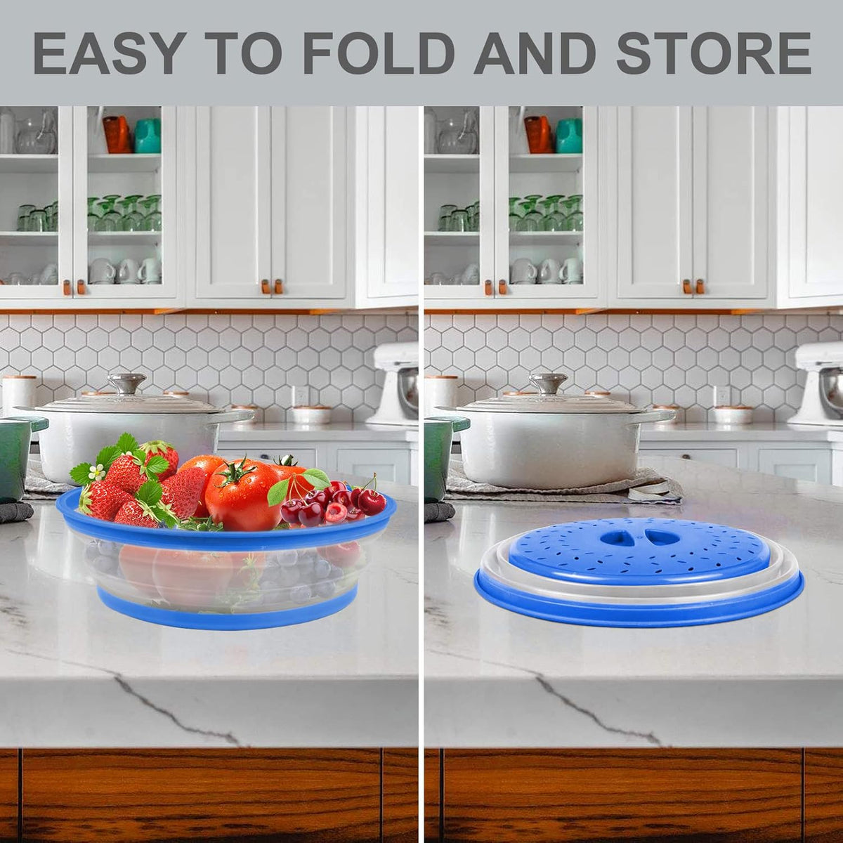 2 in 1, Microwave Splatter Cover for Food & Silicone Microwave Mat, Mat as Bowl Holder, Trivet, Pot Holders, Drying, Baking, Utensils Rest for Kitchen Counter, Dishwasher Safe, Grey