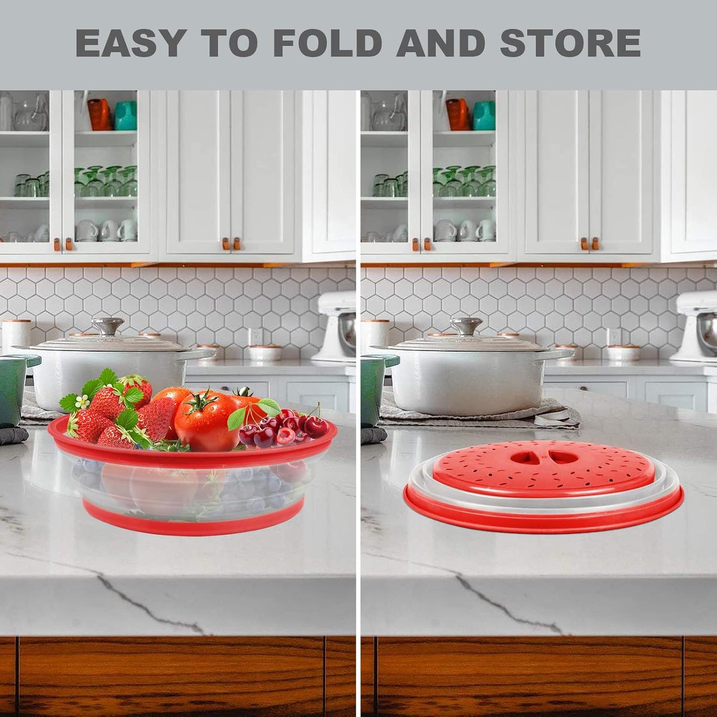 2 in 1, Microwave Splatter Cover for Food & Silicone Microwave Mat, Mat as Bowl Holder, Trivet, Pot Holders, Drying, Baking, Utensils Rest for Kitchen Counter, Dishwasher Safe, Grey