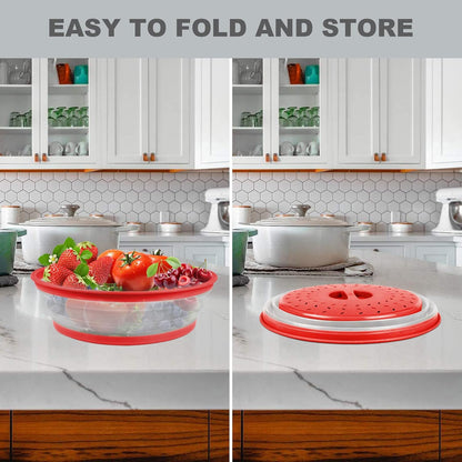 2 in 1, Microwave Splatter Cover for Food & Silicone Microwave Mat, Mat as Bowl Holder, Trivet, Pot Holders, Drying, Baking, Utensils Rest for Kitchen Counter, Dishwasher Safe, Grey