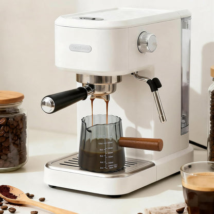 Espresso Measuring Cup 6 Oz, Espresso Cup with Wood Handle, V-Shaped Spout