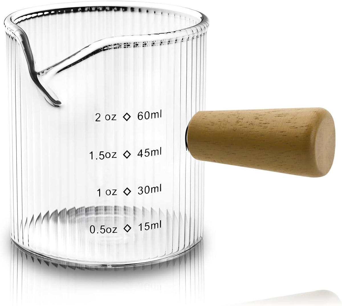 Espresso Measuring Cup 6 Oz, Espresso Cup with Wood Handle, V-Shaped Spout