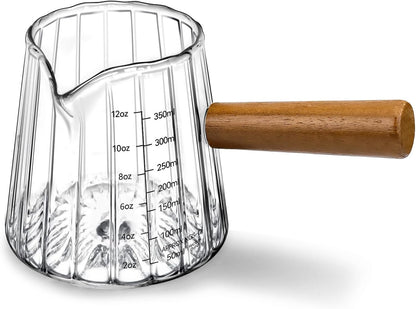 Espresso Measuring Cup 6 Oz, Espresso Cup with Wood Handle, V-Shaped Spout