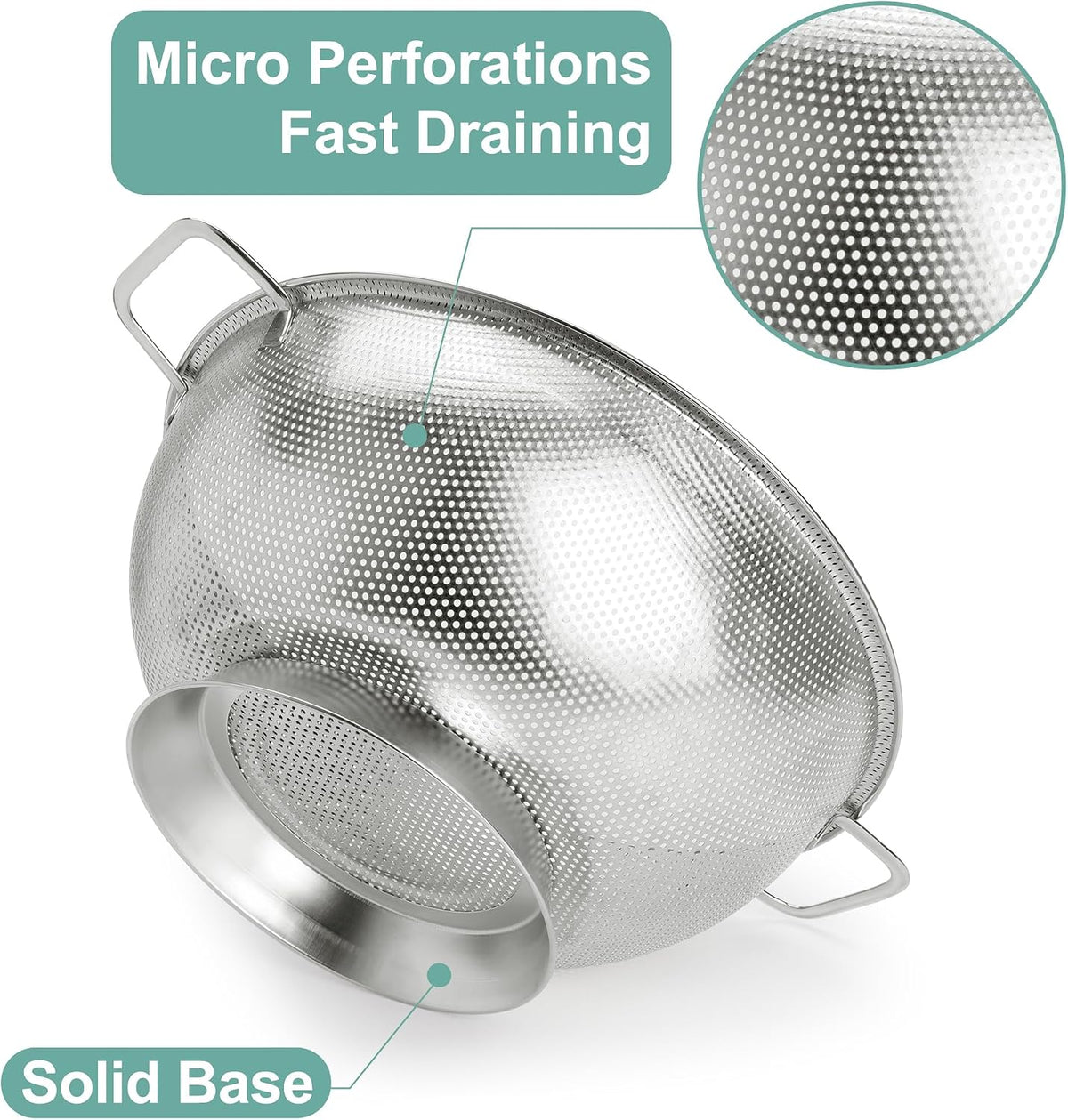 Colander Stainless Steel 3-Quart,Strainer for Kitchen Food