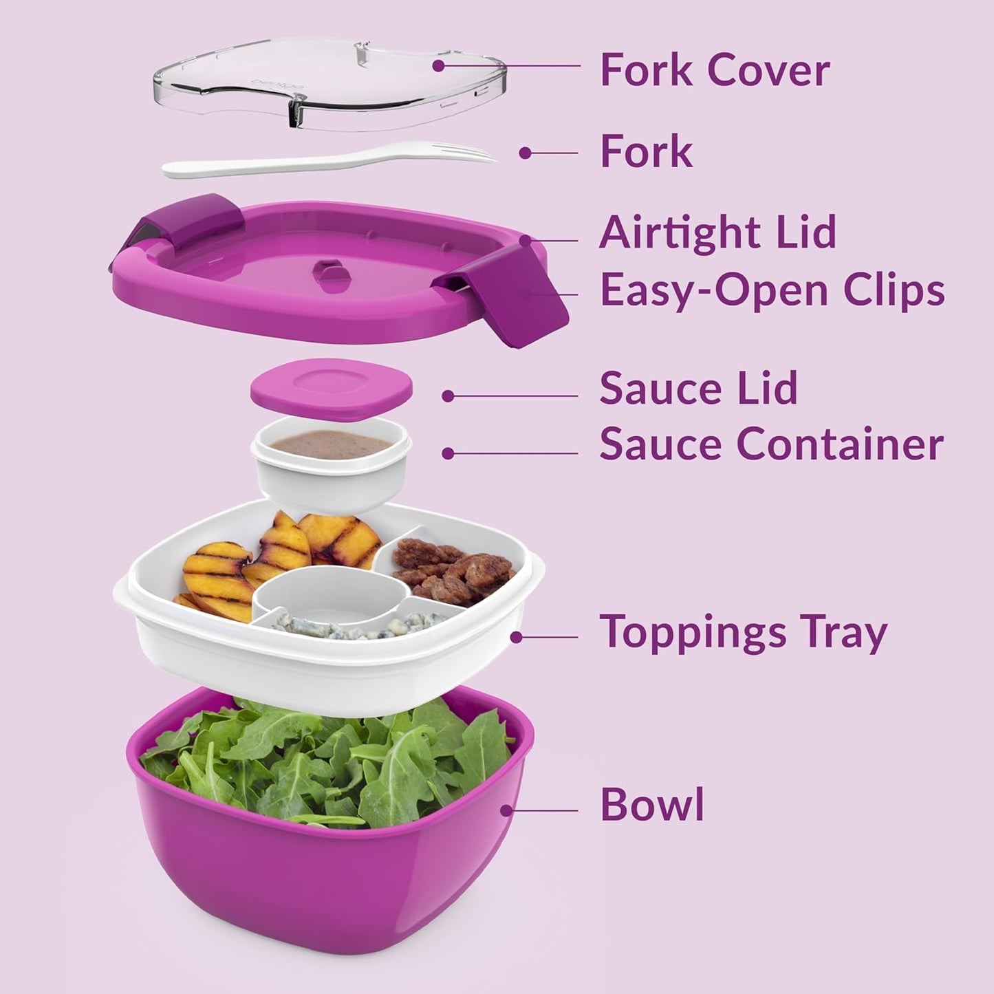 Salad Container, Lunch Bowl with 4-Compartment Toppings Tray, 54 oz | Leak-Proof Dressing Container, Reusable Fork, BPA-Free, Microwave & Dishwasher Safe (Khaki Green)