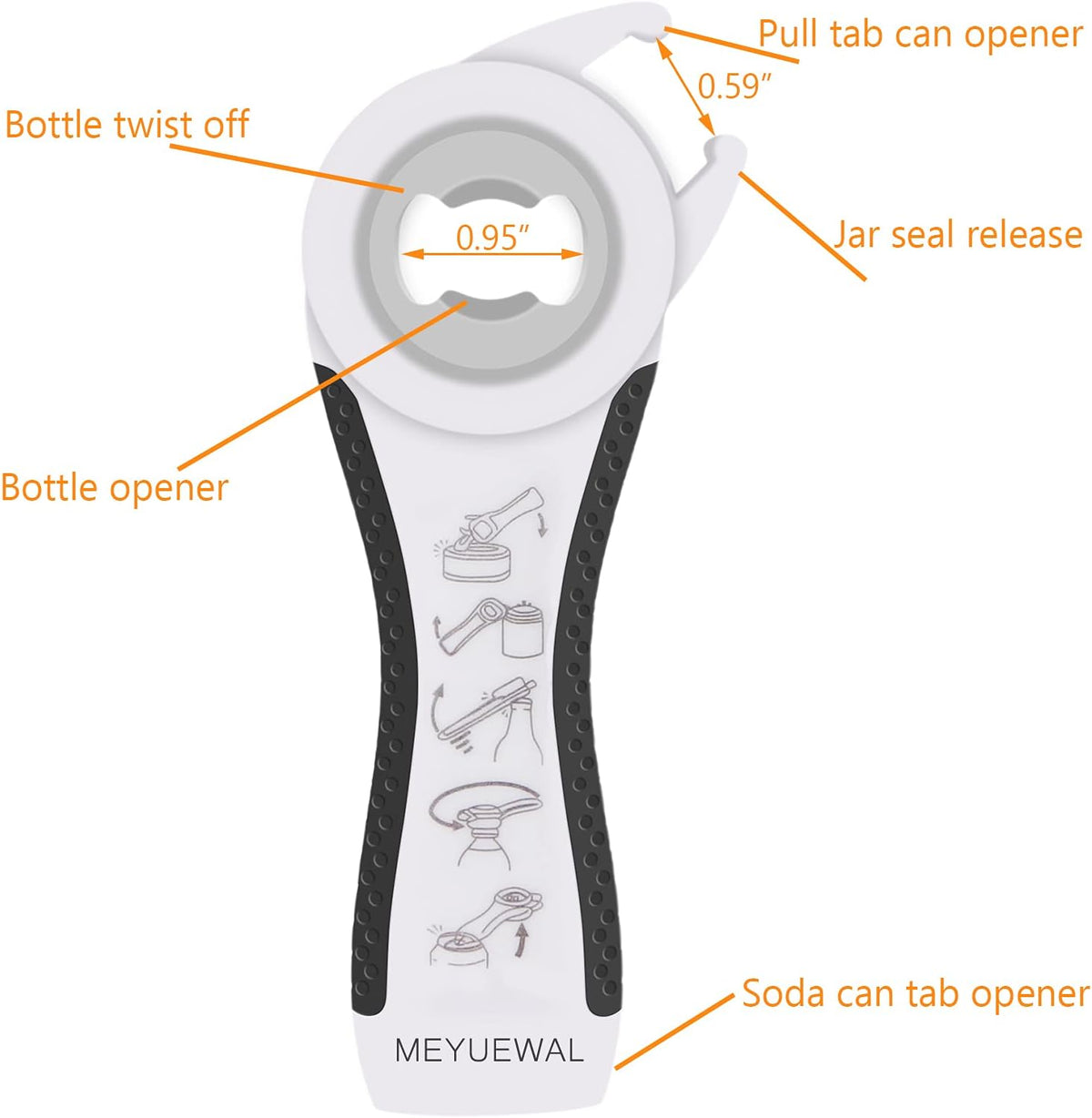 Jar Opener, 5 in 1 Multi Function Can Opener Bottle Opener Kit with Silicone Handle Easy to Use for Children, Elderly and Arthritis Sufferers (Apple Red）