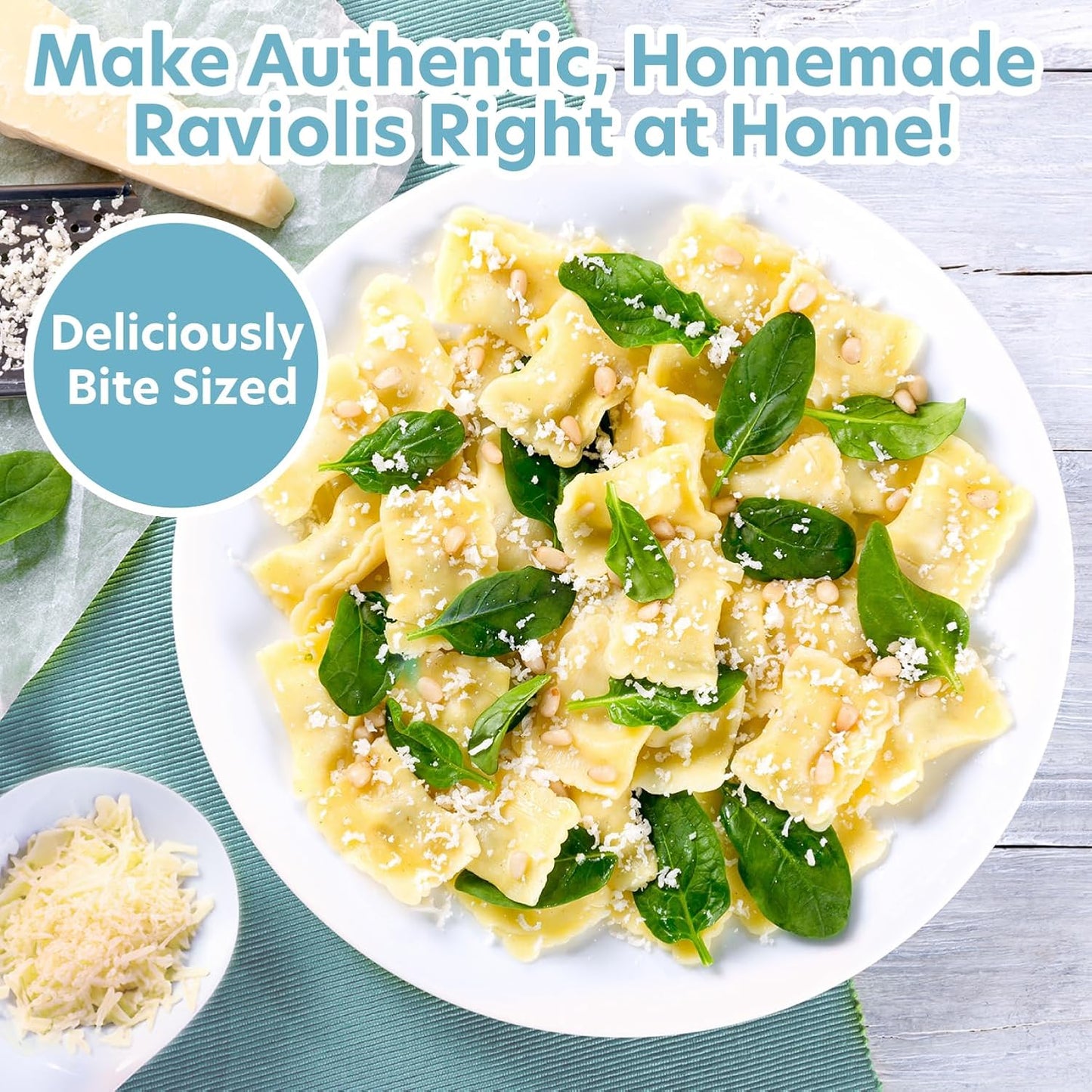 CucinaPro Ravioli Mold with XL 2.5 Inch Squares, Authentic Tray & Press | Make 10 Italian Raviolis at Once, Easy to Use Pasta Cutter Maker Kit, Durable Sturdy Construction Set, Cooking Tool Accessory