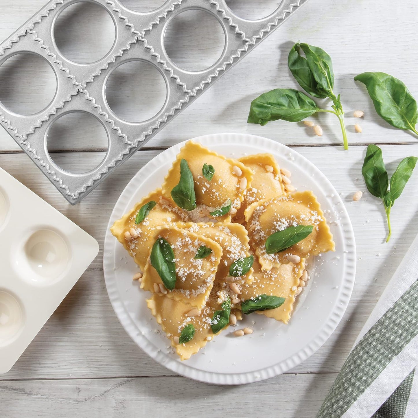 CucinaPro Ravioli Mold with XL 2.5 Inch Squares, Authentic Tray & Press | Make 10 Italian Raviolis at Once, Easy to Use Pasta Cutter Maker Kit, Durable Sturdy Construction Set, Cooking Tool Accessory