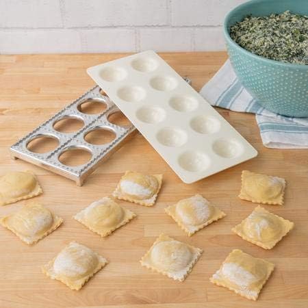 CucinaPro Ravioli Mold with XL 2.5 Inch Squares, Authentic Tray & Press | Make 10 Italian Raviolis at Once, Easy to Use Pasta Cutter Maker Kit, Durable Sturdy Construction Set, Cooking Tool Accessory