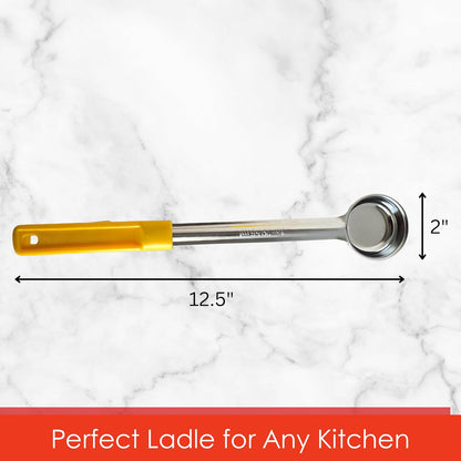 4 oz Slotted Stainless Steel Portion Control Ladle Spoon | Commercial-Grade Spoodle for Portioning & Draining - Pasta, Veggies & Buffet Service. Color-Coded by Size. Dishwasher Safe.