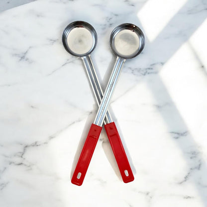 4 oz Slotted Stainless Steel Portion Control Ladle Spoon | Commercial-Grade Spoodle for Portioning & Draining - Pasta, Veggies & Buffet Service. Color-Coded by Size. Dishwasher Safe.