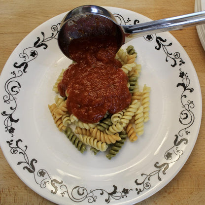 4 oz Slotted Stainless Steel Portion Control Ladle Spoon | Commercial-Grade Spoodle for Portioning & Draining - Pasta, Veggies & Buffet Service. Color-Coded by Size. Dishwasher Safe.