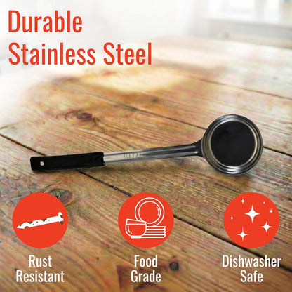4 oz Slotted Stainless Steel Portion Control Ladle Spoon | Commercial-Grade Spoodle for Portioning & Draining - Pasta, Veggies & Buffet Service. Color-Coded by Size. Dishwasher Safe.